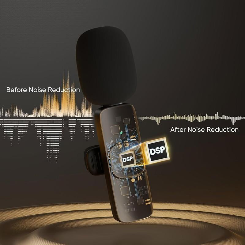 Warmhats Professional Wireless Microphone for Iphone, Ipad, Android, Phone, Laptop PC, Wireless Omnidirectional Condenser Recording Microphone for Interview Video Podcast Vlog Audio Lavalier Rechargeable Usb