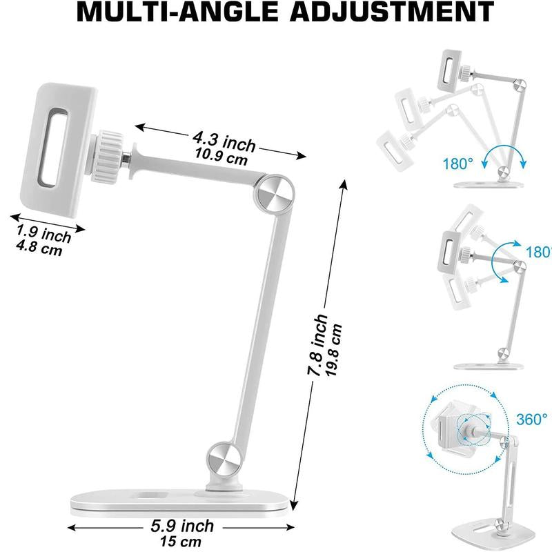 Universal Tablet & Phone Holder Stand, 1 Count Durable Metal Desk Mobile Holder Stand, Adjustable & Rotatable Desktop Smartphone Tablet Stand, Tablet Display Accessories
