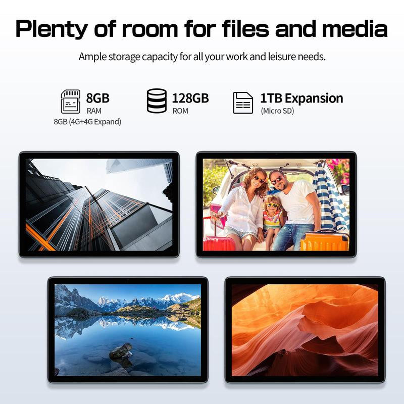 10.1 Inch Android 14 Tablet, Large Screen Entertainment Office Dual Channel Speaker Tablet, HD Screen Tablet with 128G Storage, 2.4G/5G Wifi Wireless Tablet, Portable Tablet