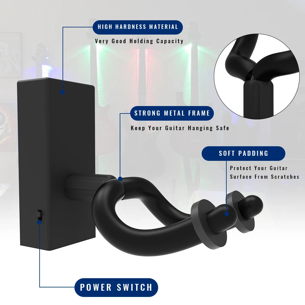 Guitarra Hanger LED Guitar Hanger Wall Mount Bracket Holder Rock Style LED Guitar for Guitarist Acoustic Guitar Electric