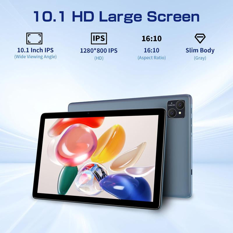 10.1 Inch Android 14 Tablet, Large Screen Entertainment Office Dual Channel Speaker Tablet, HD Screen Tablet with 128G Storage, 2.4G/5G Wifi Wireless Tablet, Portable Tablet