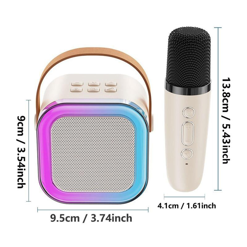 Fall Portable Wireless Karaoke Speaker with Microphone, HIFI Stereo Sound Subwoofers, KTV Speaker Subwoofer with RGB Colorful LED Lights, Karaoke Machine Sound System for Outdoor Sports Travel, Audio Device, Room Accessories