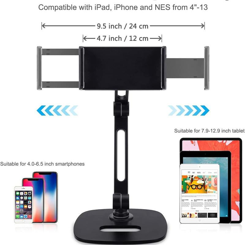 Universal Tablet & Phone Holder Stand, 1 Count Durable Metal Desk Mobile Holder Stand, Adjustable & Rotatable Desktop Smartphone Tablet Stand, Tablet Display Accessories
