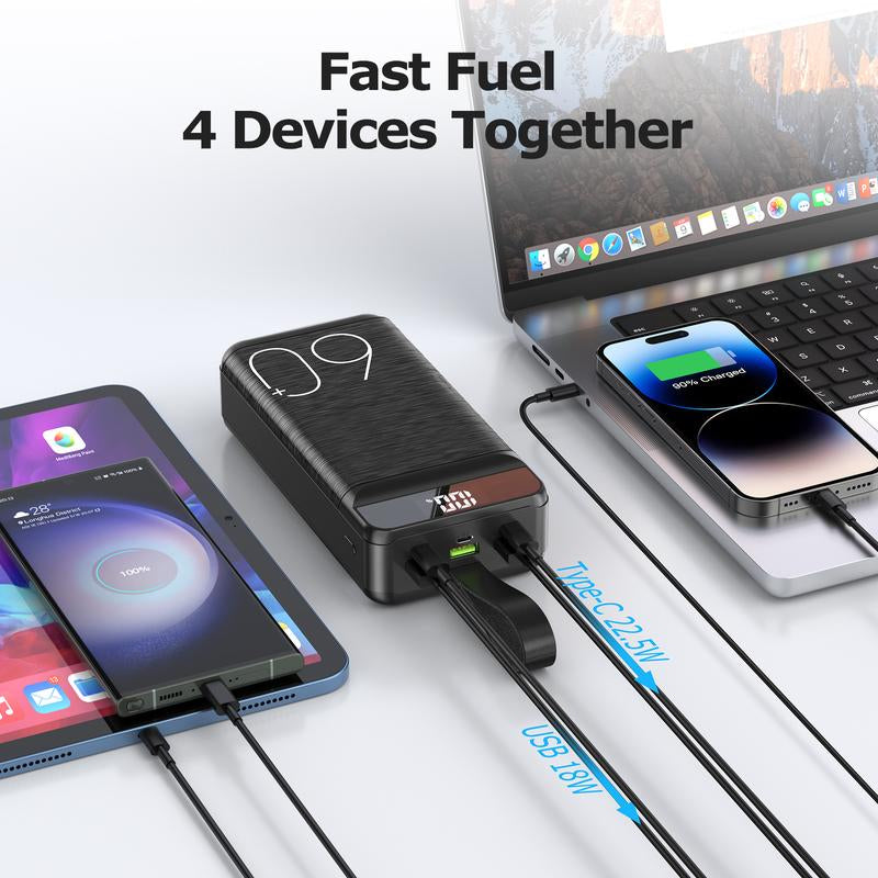 Power Bank Fast Charging 60000Mah- 22.5W PD4.0 and QC 4.0 with USB C Large Capacity Portable Mobile Phone Charger Power Bank for Iphone, Samsung, Galaxy, Travel, Home