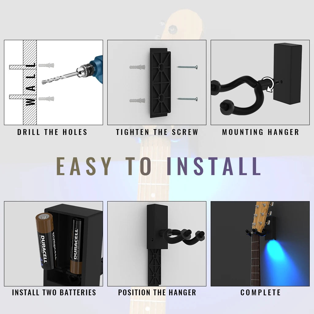 Guitarra Hanger LED Guitar Hanger Wall Mount Bracket Holder Rock Style LED Guitar for Guitarist Acoustic Guitar Electric