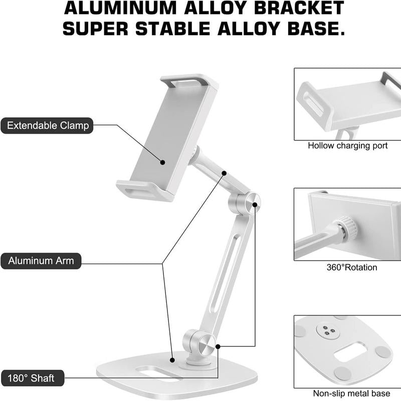 Universal Tablet & Phone Holder Stand, 1 Count Durable Metal Desk Mobile Holder Stand, Adjustable & Rotatable Desktop Smartphone Tablet Stand, Tablet Display Accessories