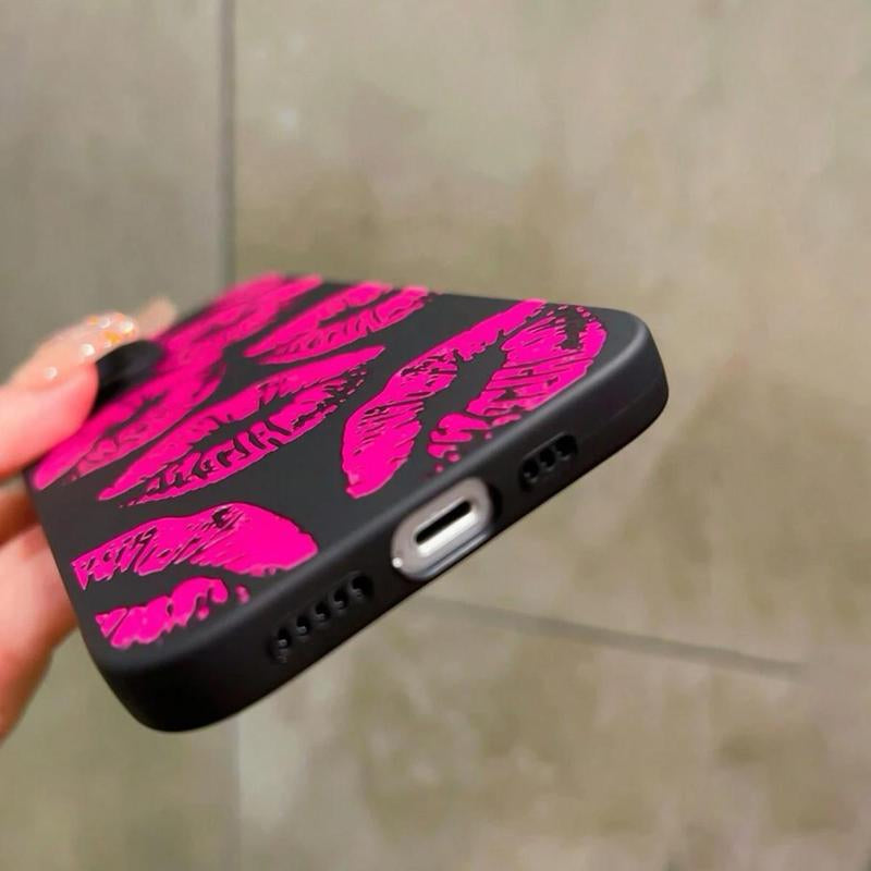 Vintage Lip Pattern Phone Case, Full Body Shockproof Phone Protective Cover for Women, Phone Accessories for Iphone X 11 12 13 14 15 Pro Max Series