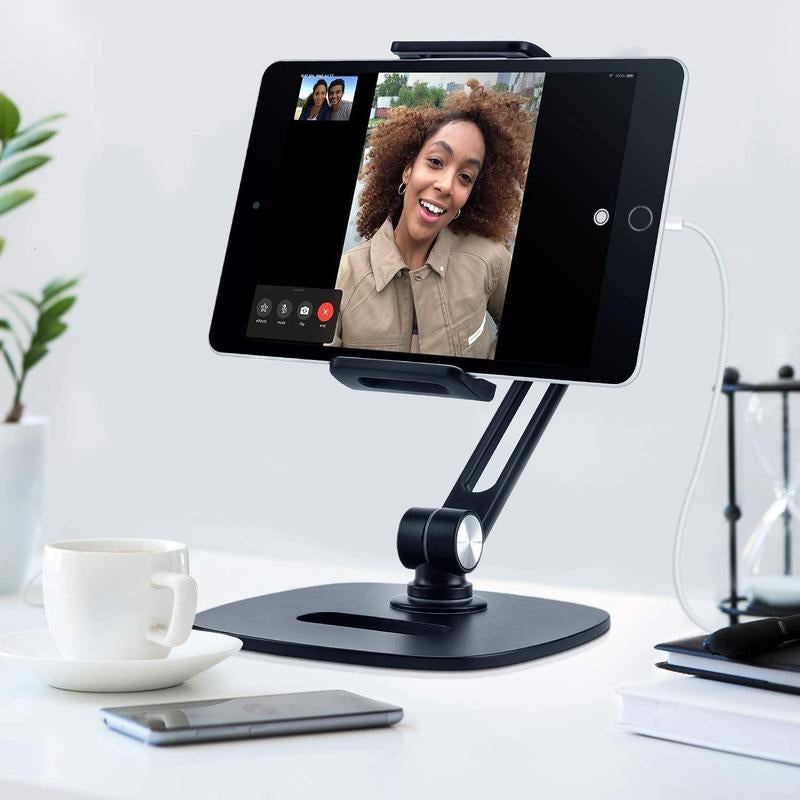Universal Tablet & Phone Holder Stand, 1 Count Durable Metal Desk Mobile Holder Stand, Adjustable & Rotatable Desktop Smartphone Tablet Stand, Tablet Display Accessories