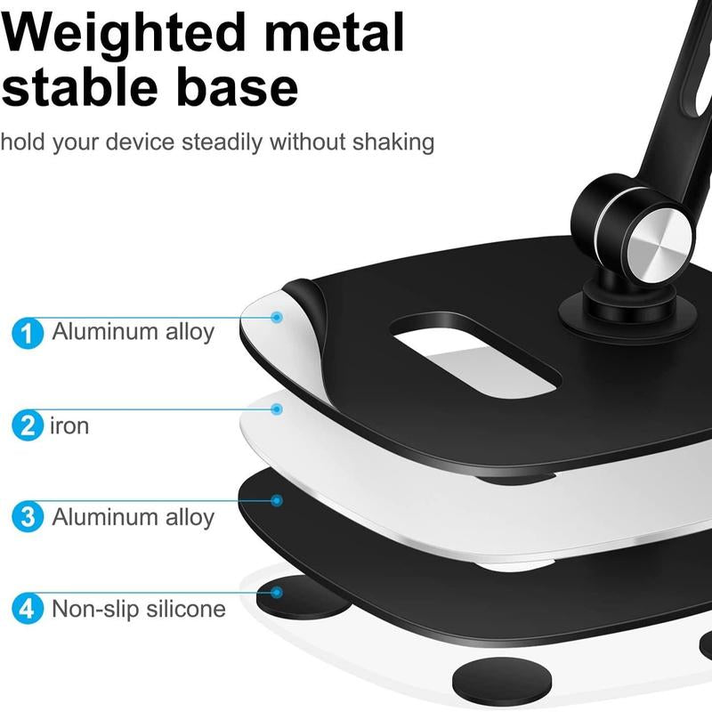 Universal Tablet & Phone Holder Stand, 1 Count Durable Metal Desk Mobile Holder Stand, Adjustable & Rotatable Desktop Smartphone Tablet Stand, Tablet Display Accessories