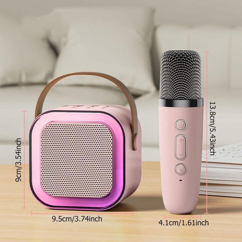 Fall Portable Wireless Karaoke Speaker with Microphone, HIFI Stereo Sound Subwoofers, KTV Speaker Subwoofer with RGB Colorful LED Lights, Karaoke Machine Sound System for Outdoor Sports Travel, Audio Device, Room Accessories