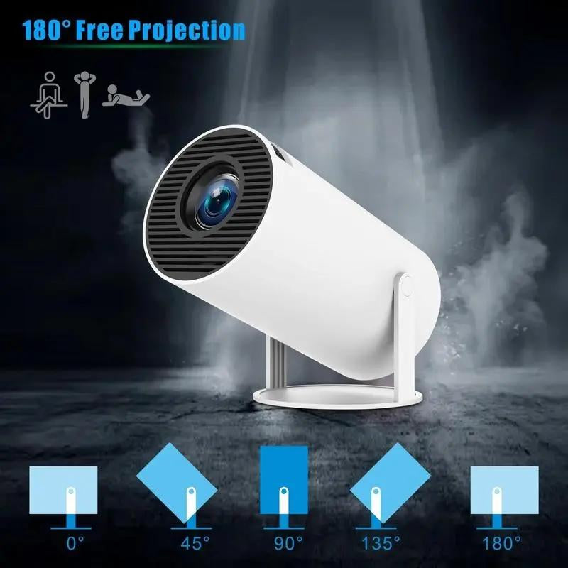Mini Projector 4K 1080P Support, Wifi6 BT 5.0 Android 11,Auto Horizontal Correction,180°Rotatable Outdoor Movie Projector Home Use Audio