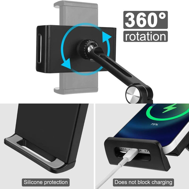 Universal Tablet & Phone Holder Stand, 1 Count Durable Metal Desk Mobile Holder Stand, Adjustable & Rotatable Desktop Smartphone Tablet Stand, Tablet Display Accessories