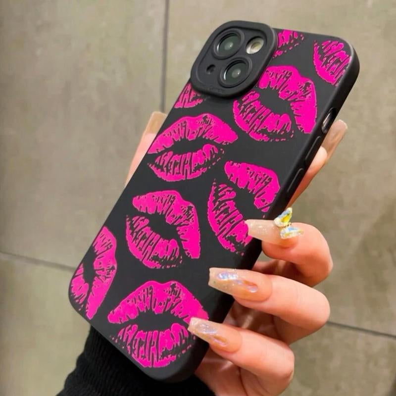Vintage Lip Pattern Phone Case, Full Body Shockproof Phone Protective Cover for Women, Phone Accessories for Iphone X 11 12 13 14 15 Pro Max Series