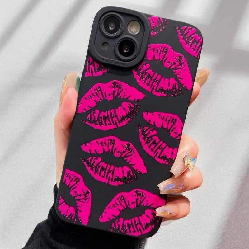 Vintage Lip Pattern Phone Case, Full Body Shockproof Phone Protective Cover for Women, Phone Accessories for Iphone X 11 12 13 14 15 Pro Max Series
