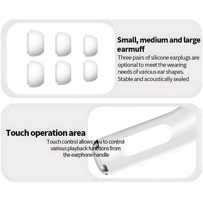 Smart Touchscreen Bluetooth Earbuds - White Audio Headphone with Full-Color Display, AI Anti-Loss, Waterproof, 5.4 AI MCU, 12M Bluetooth Range