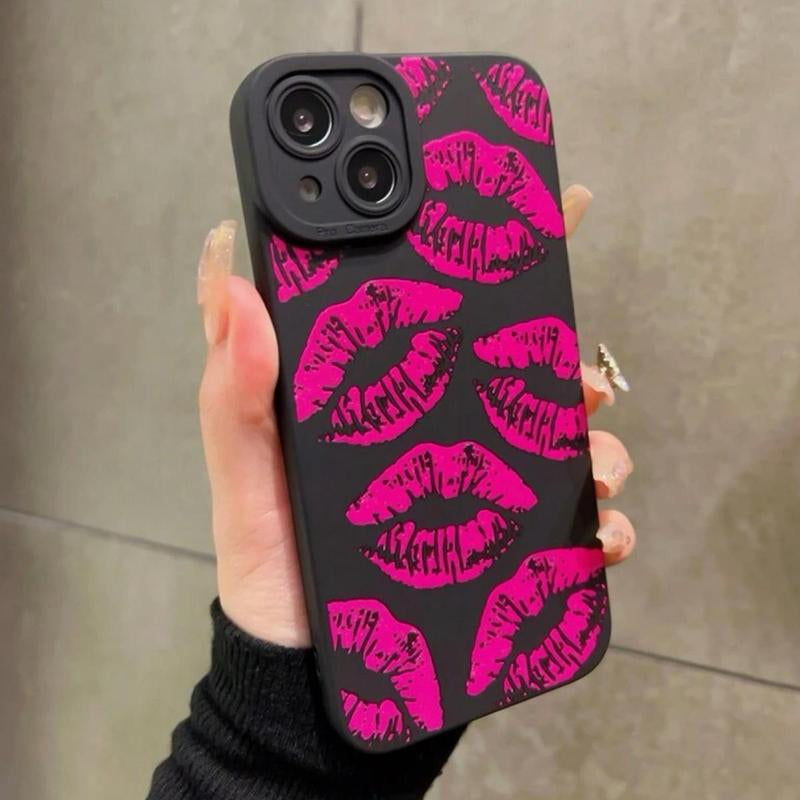 Vintage Lip Pattern Phone Case, Full Body Shockproof Phone Protective Cover for Women, Phone Accessories for Iphone X 11 12 13 14 15 Pro Max Series