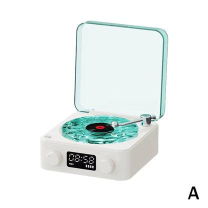 Retro Speaker Vintage Wireless Bluetooth Speaker with Time Screen Display Vinyl Record Player Design Supports TF AUX
