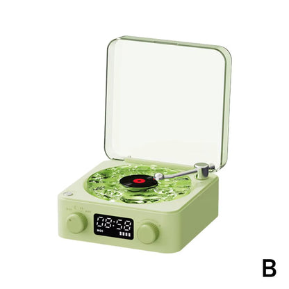 Retro Speaker Vintage Wireless Bluetooth Speaker with Time Screen Display Vinyl Record Player Design Supports TF AUX