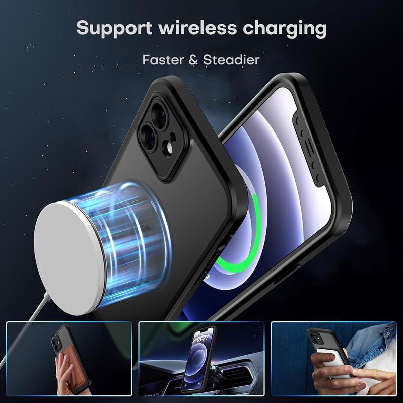Three in One Magnetic Phone Case for Iphone 13/14/15, Upgraded with [Full Camera Protection] [Compatible with Magsafe] [15FT Military Grade Protection]