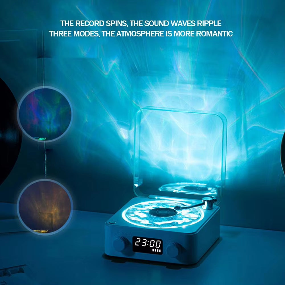 Retro Speaker Vintage Wireless Bluetooth Speaker with Time Screen Display Vinyl Record Player Design Supports TF AUX