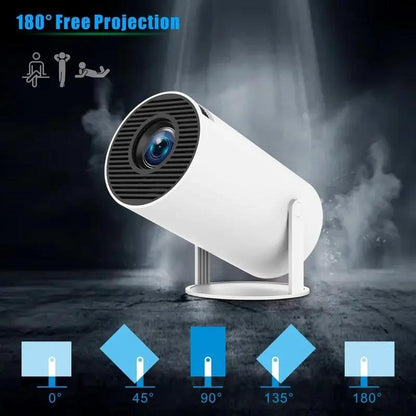 Mini Projector 4K 1080P Support, Wifi6 BT 5.0 Android 11,Auto Horizontal Correction,180°Rotatable Outdoor Movie Projector Home Use Audio