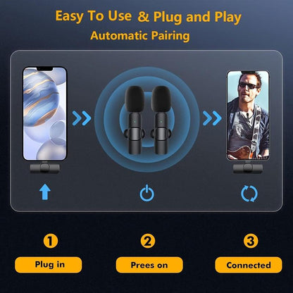 Warmhats Professional Wireless Microphone for Iphone, Ipad, Android, Phone, Laptop PC, Wireless Omnidirectional Condenser Recording Microphone for Interview Video Podcast Vlog Audio Lavalier Rechargeable Usb